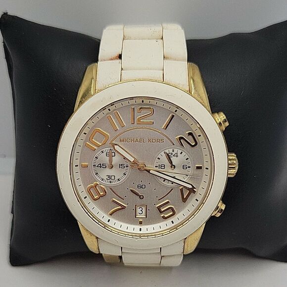 Michael Kors Mercer MK5889 Women's White Silicone Analog Dial Quartz Watch AM291 - Picture 1 of 11